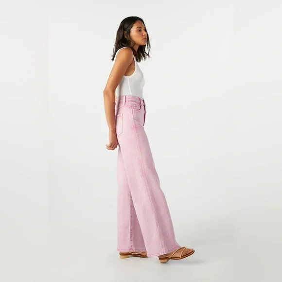 Amo Jeans Frida Wide Leg High Waisted Peony Pink Jeans 26 - Picture 12 of 12